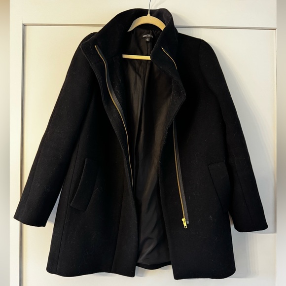 EUC J. Crew Factory Women's City Coat in black, gold zipper, size 4. - Picture 4 of 10